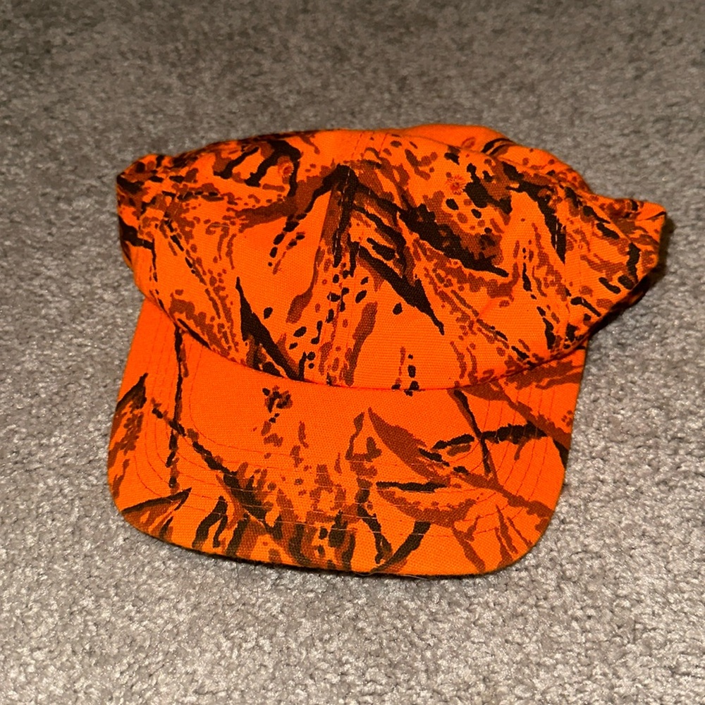 RARE Vintage 1989s Orange Camo Trucker Hat